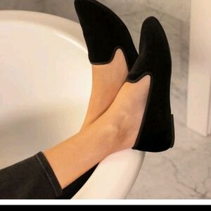 Birdies Womens Black Velvet Slip On Minimalist Old Money The Starling Loafer 9.5